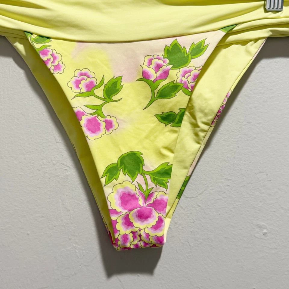 FRANKIES BIKINIS Mujer Amarillo Rosa Floral NICK Parte Inferior de Natación en MOJITO Talla L Foto 3 de 4