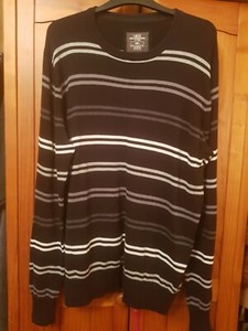 Da Uomo H\u0026M Nero a Righe Maglione Taglia L Grigio e Bianco | eBay