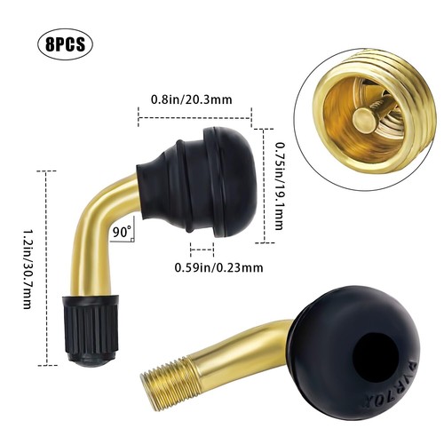 8 Pack PVR70 Tubeless Tire Valve Stem Tire Valve Curved Bent 90 Degree Angled - Picture 5 of 7