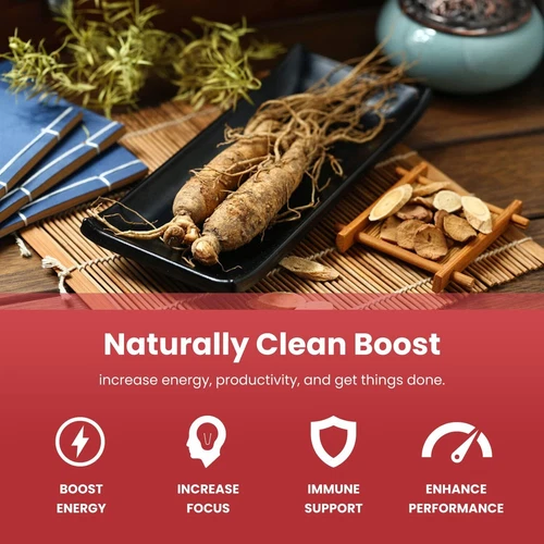 Cápsulas de ginseng Panax rojo coreano | Ginsenósidos extra fuertes para energía, enfoque - Imagen 5 de 6