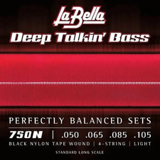 La Bella 750N Black Nylon Tape Wound Light Tension Electric Bass Strings 50-105
