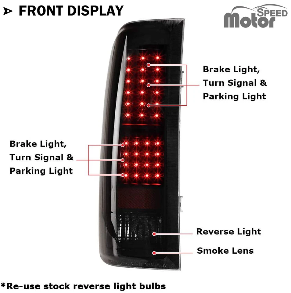 LED For 2007-2014 Chevy Silverado 1500 2500 Tail Lights Black Smoke Lens Lamps - Image 3 of 4