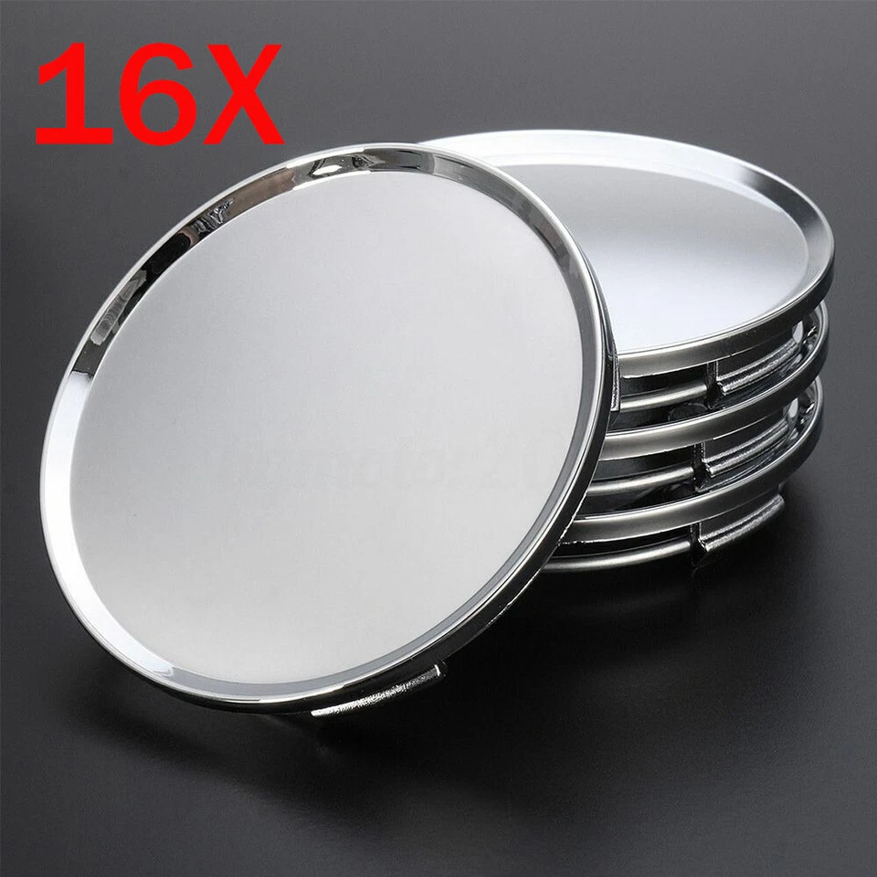 16 x Tapacubos centrales universales cromados para llantas de coche Cubierta de tapacubos de plástico ABS Foto 3 de 4