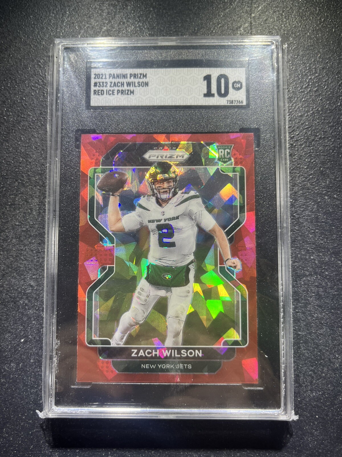 2021  Zach Wilson Red Ice Prizm RC #332 SGC 10