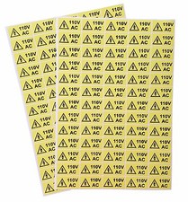 Yellow Electrical  Warning Vinyl Stickers AC 110V 230V 240V 415V