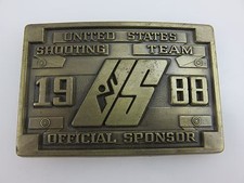 US Olympic Shooting Team Official Sponsor Belt Buckle Brass 1988 Seoul Korea