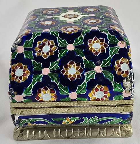 Hand Made Floral Design Blue Trinket Box Small Floral Overlay - Picture 5 of 11