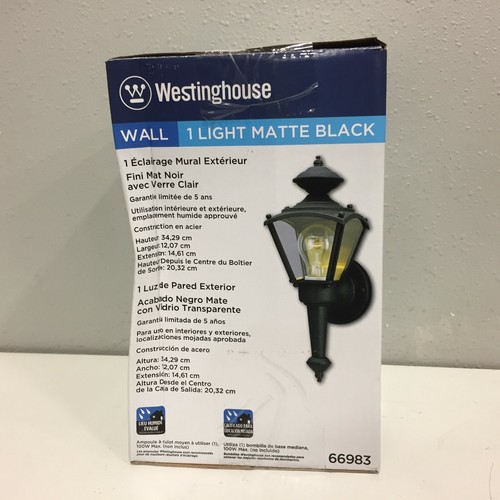 Westinghouse 66983 1-Light Matte Black Wall Sconce - Picture 4 of 5