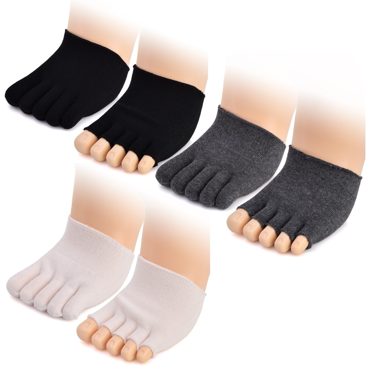 Women's Cotton No Show Five Finger Toe Half Covers Invisible Mule Socks  Pairs - Main Image