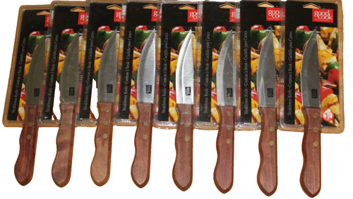 Serrated Steak Knife Knives 5" Stainless Steel Hardwood Handle - (Set of 8)