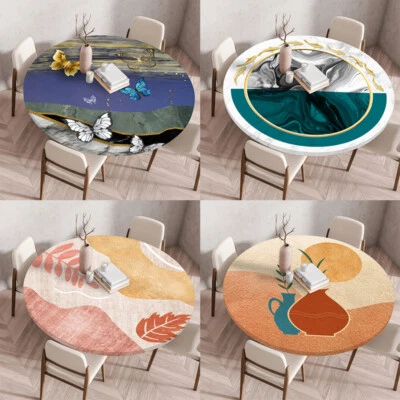 Minimalistisch Bedruckte Runde Tischdecke Wasserdicht Esstisch Elastisch Tischdecke - Bild 1 von 4