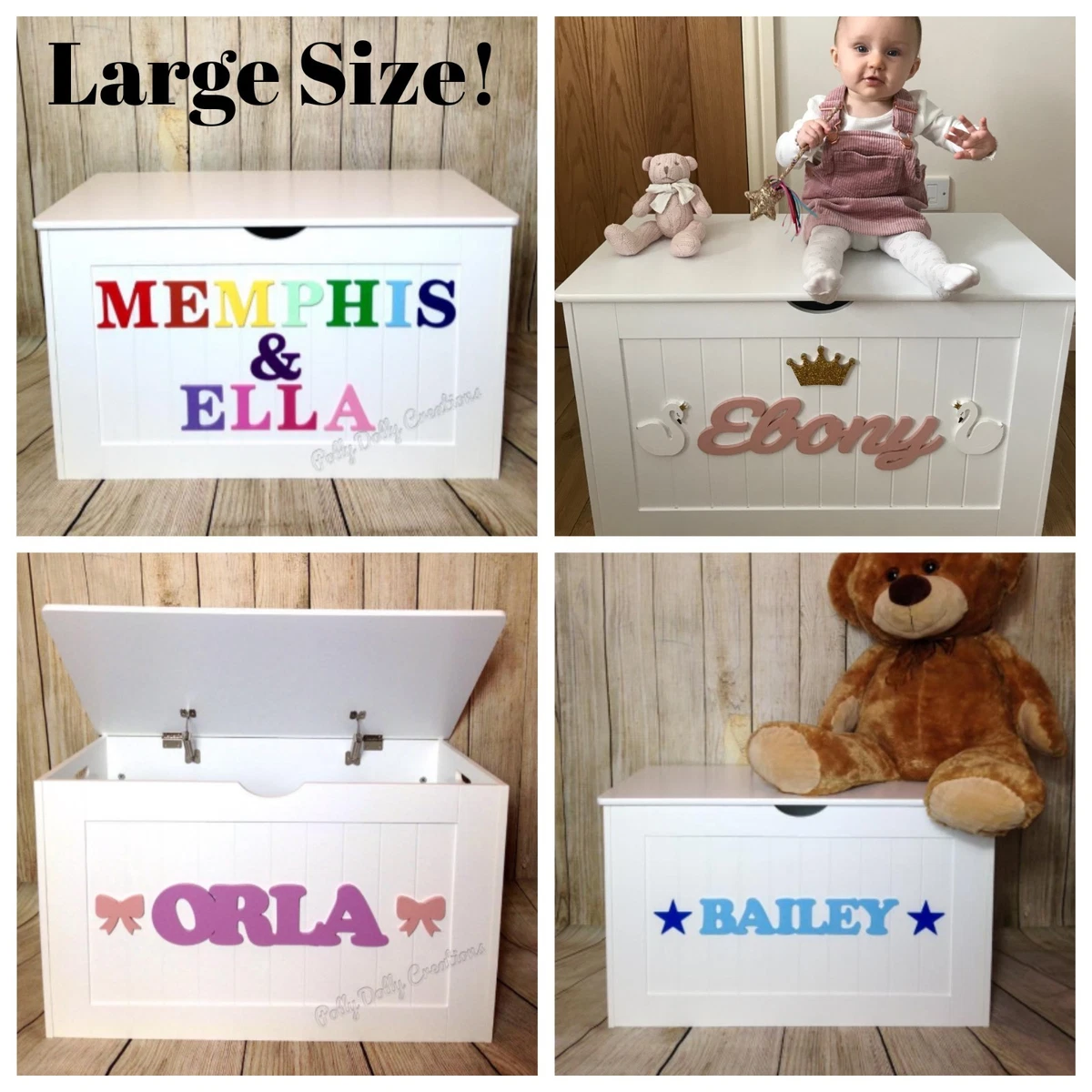 Large Personalised Wooden Toy Box