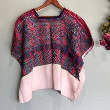 Vintage Handwoven Guatemalan Huipil Embroidered Blouse . Textile Arts from San