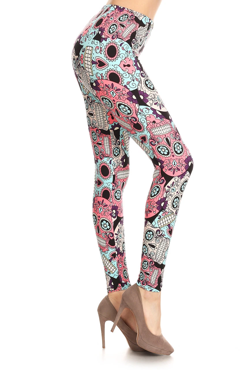 Buttery Soft Pastel Sugar Skull Leggings