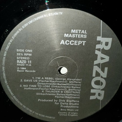 ACCEPT Metal Masters UK 2LP VG+ Plays Well 1983 Razor RAZD11 Metal Vinyl Udo - Picture 3 of 3