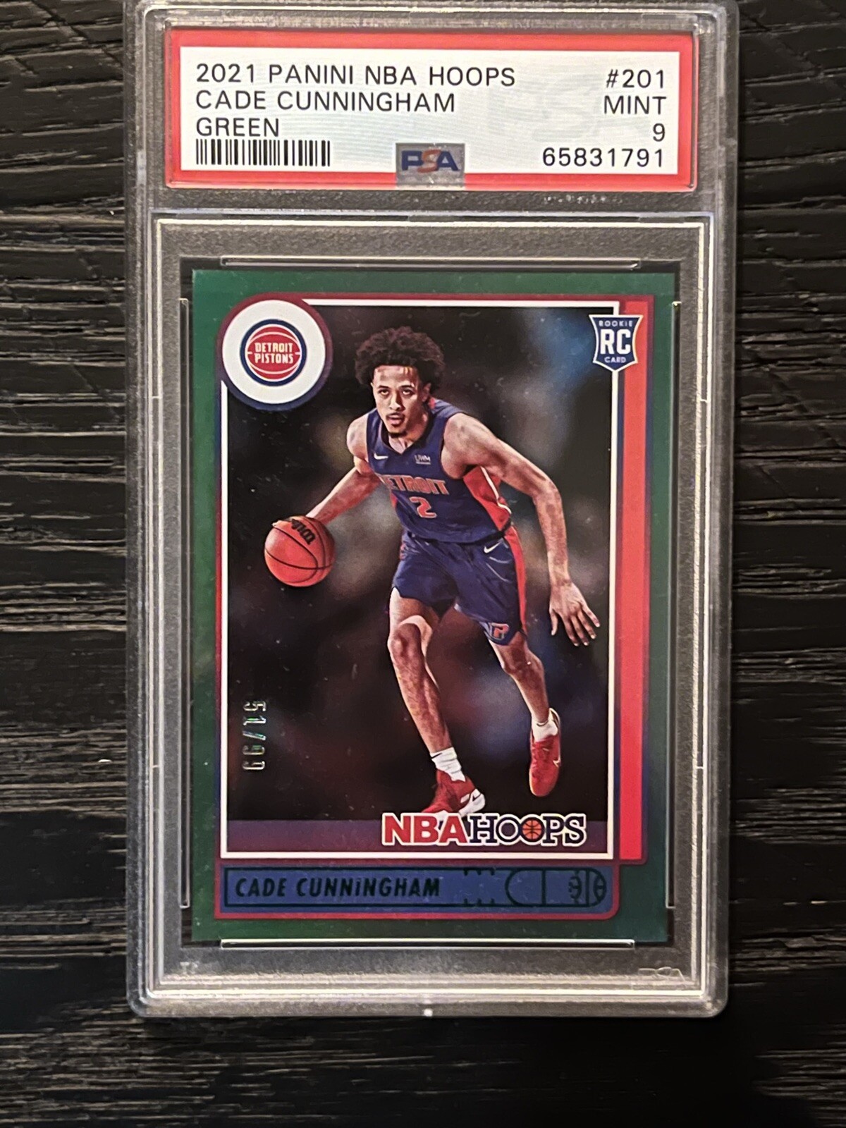 2021 Hoops Green /99 #201 Cade Cunningham Rookie RC PSA 9 MINT PISTONS