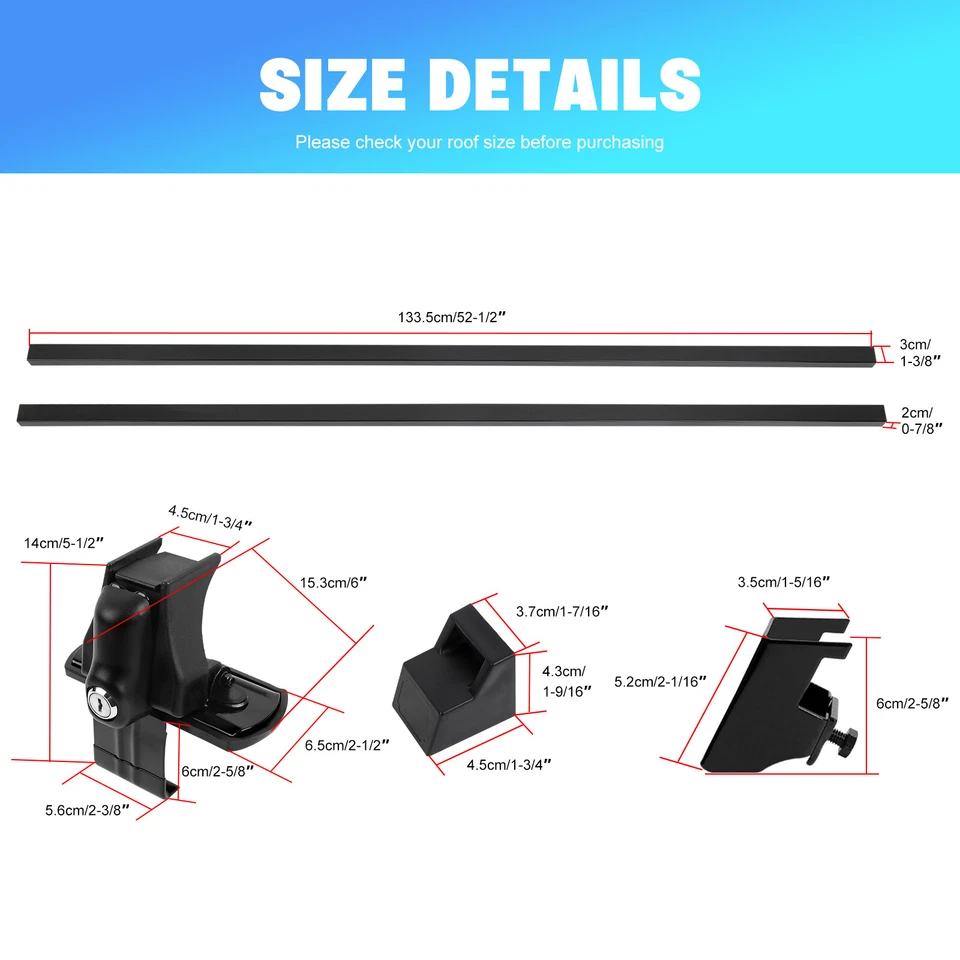 Portaequipajes y cerradura de barra transversal de acero con barra de techo de 54" para LEXUS ES250 ES300 ES350 Foto 2 de 4