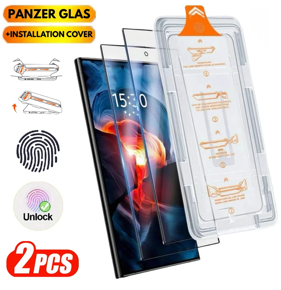 💥2X PANZERFOLIE SCHUTZGLAS FÜR SAMSUNG S24 S25 PLUS ULTRA GLAS + ANBRINGHILFE💥 - Bild 1 von 1