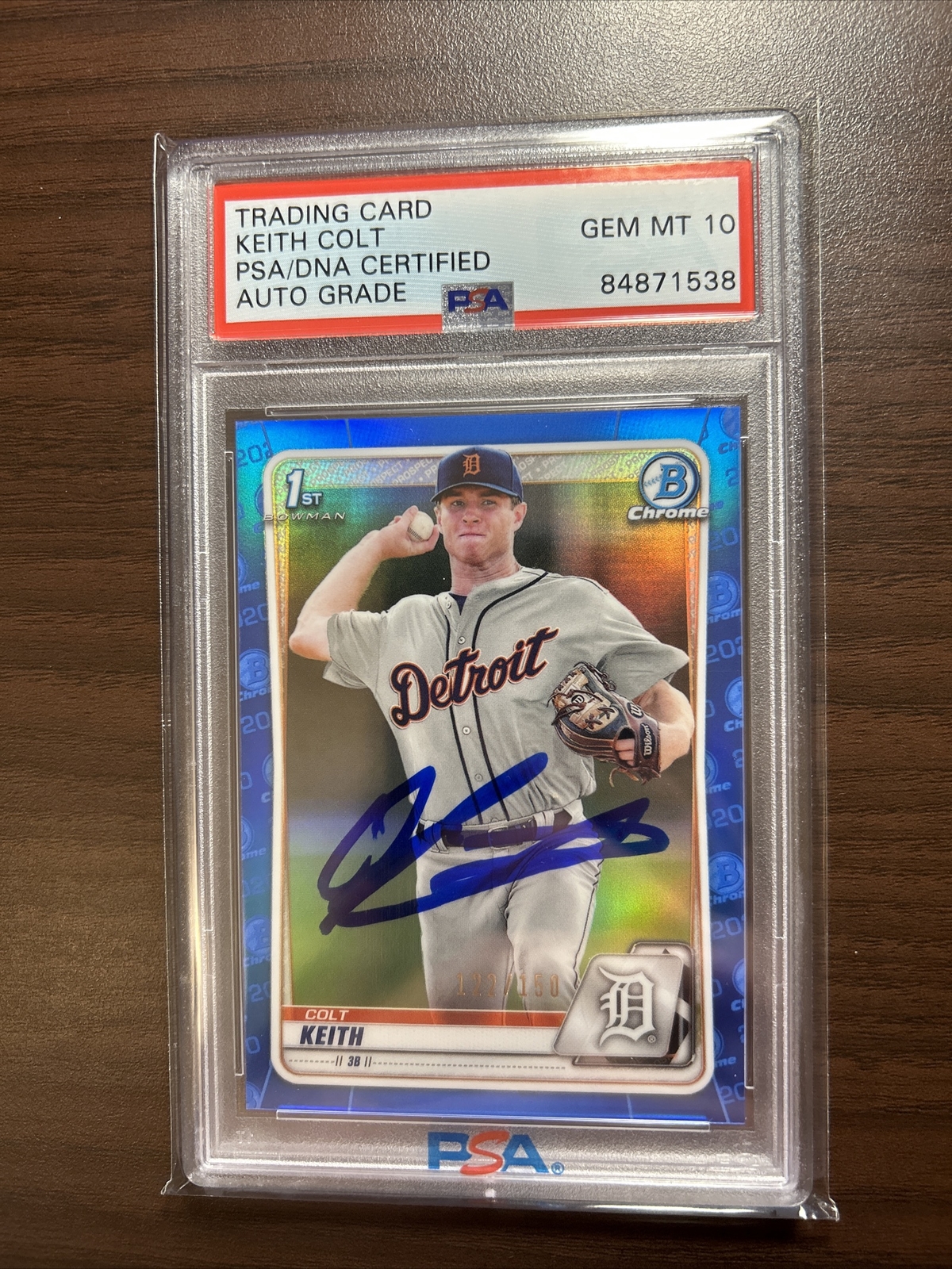 Colt Keith 2020 Bowman Chrome AUTO PSA 10 GEM MINT BLUE /150 REFRACTOR TIGERS 54