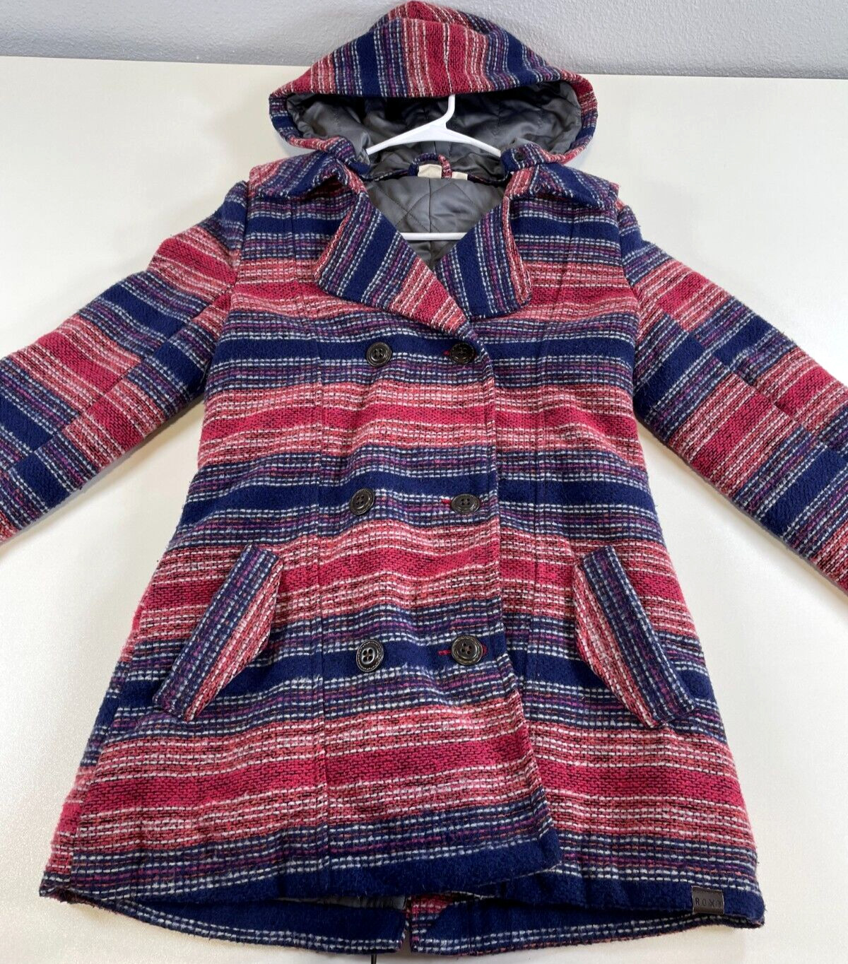 Roxy Womens Multicolor Button Up Coat Jacket Hood… - image 3