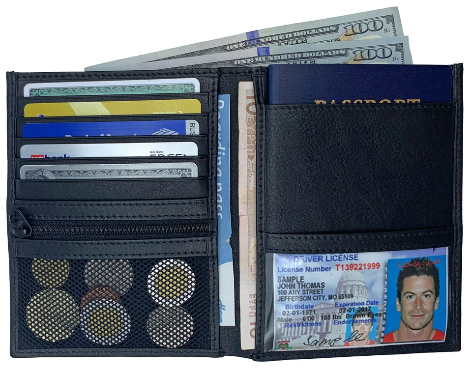 123 CHEAP CHECKS RFID Blocking Genuine Leather Travel Passport Wallet Holder