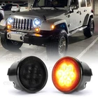 Front Amber LED Turn Signal Lights Smoke Lens for Jeep Wrangler JK JKU 2007-2018