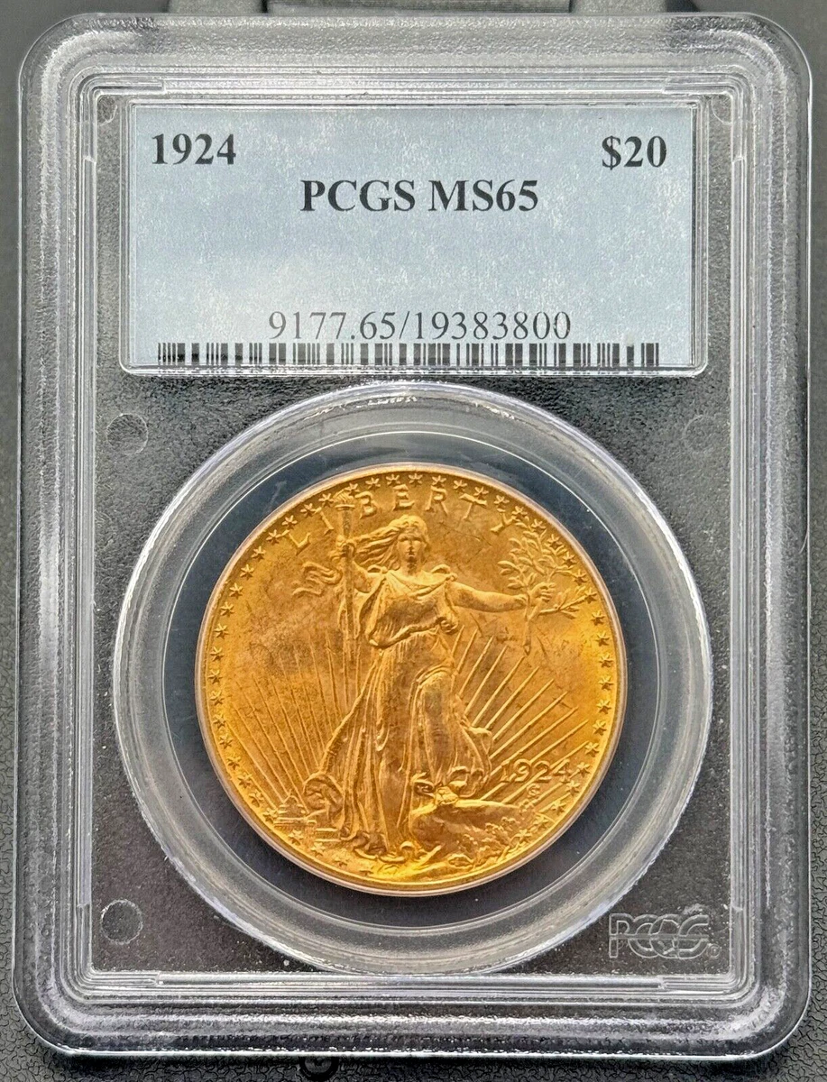 MS 65 Graded 1924 Year Double Eagle $20 US Gold Coins (Pre - 1933