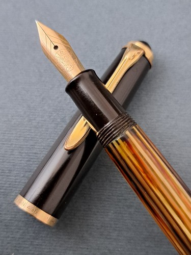 🟠PELIKAN 400 NN Brown Striped Germany KEF Nib 14C-585 Vintage EX - Picture 3 of 24