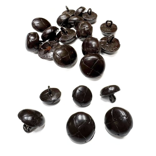 Botones de cuero genuino - estilo vintage negro y marrón - paquete de 6 - Imagen 2 de 16