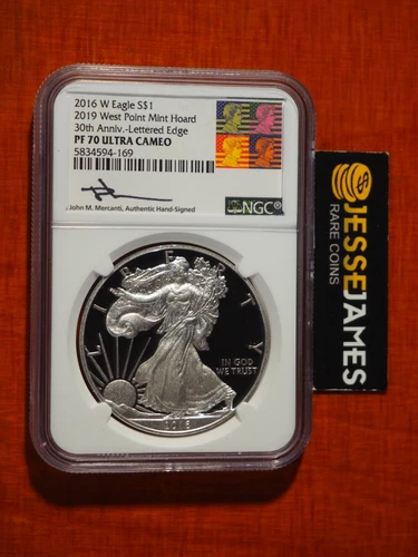 2016 W PROOF SILVER EAGLE NGC PF70 MERCANTI FROM 2019 WEST POINT MINT HOARD!
