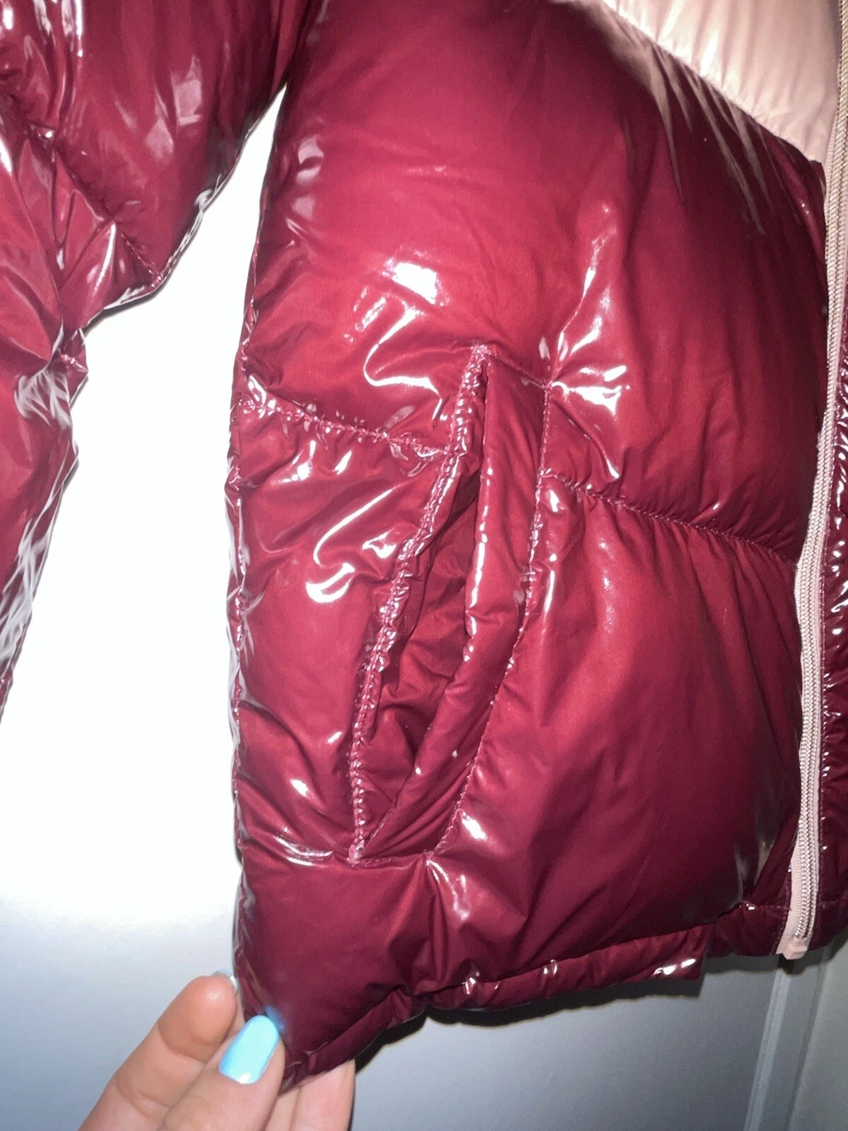 Nuovo Michael Kors Big Girls bordeaux rosso con cappuccio colore bloccato puffer jacket taglia 14