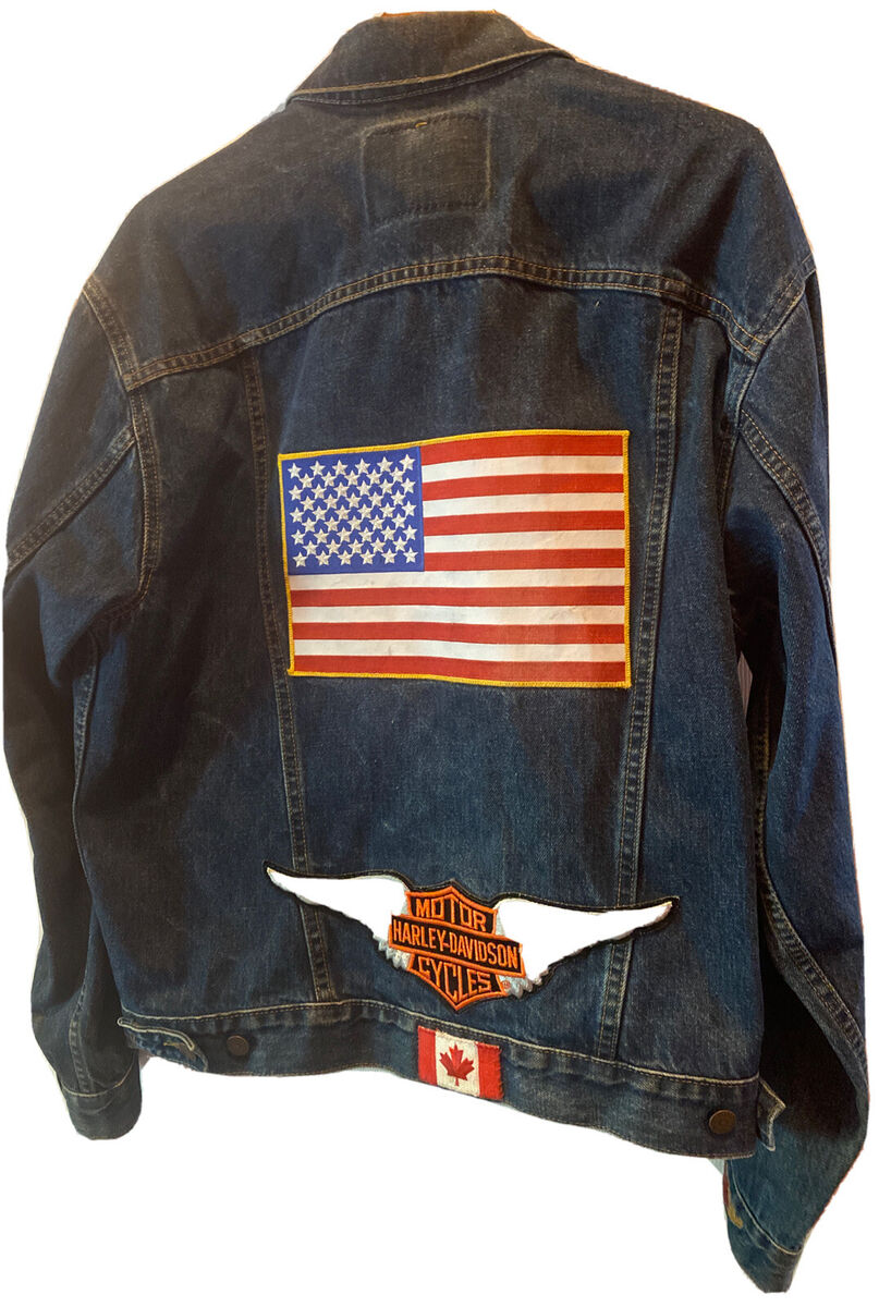 Levi Strauss Jacket Med 70507 VTG W/Patches Harley US Flag Levi Strauss Jacket Med 70507 VTG W/Patches Harley US Flag