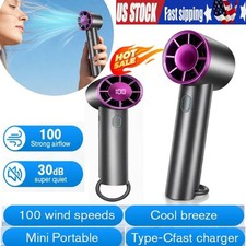 1-100 Speed USB Rechargeable Mini HandHeld Fan Portable Fan Cooler Cooling USB C
