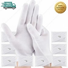 12 Pairs White Cotton Gloves Jewelry Inspection Work Stretch Cloth Same Day    