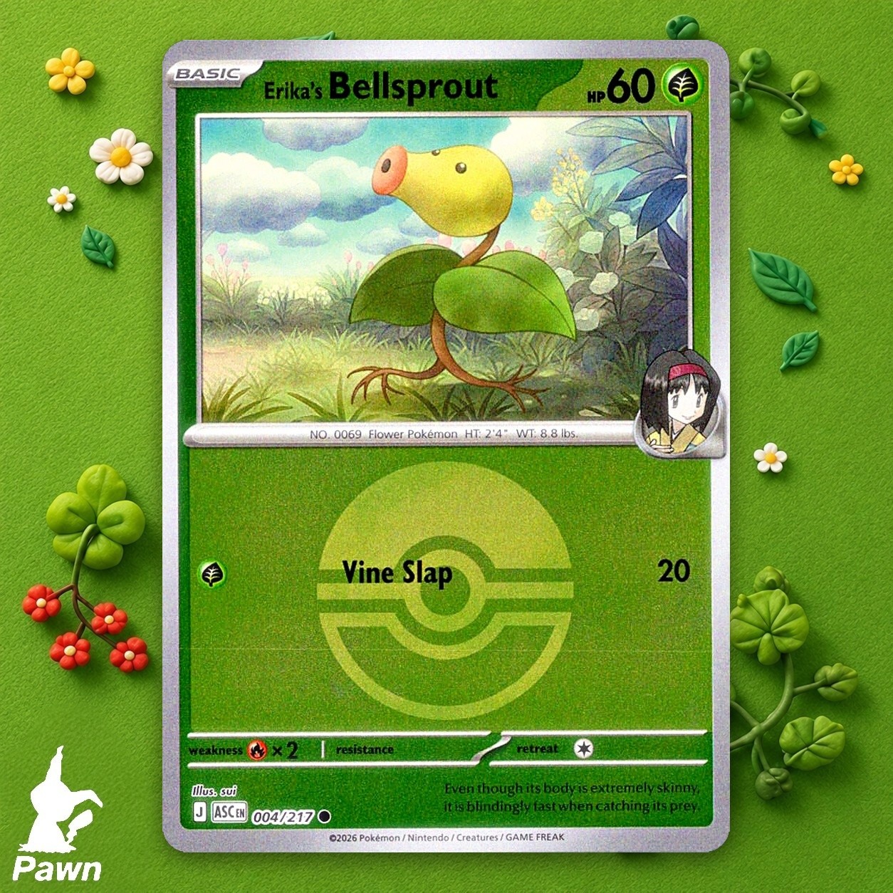 Erika's Bellsprout Reverse Holo 4/217 Ascended Heroes Pokemon TCG Card Art sui