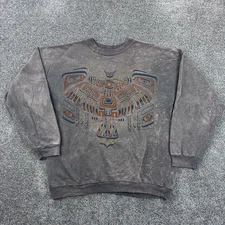 Vintage Art Unlimited Alaska Sweatshirt Mens L Juneau Tribal Native Acid Wash