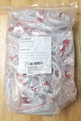 100 Pack Bulk Earbuds 3.5 Classroom Adult Student Basic Headphones Red White