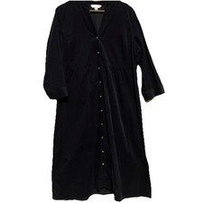 Croft & Barrow Navy Blue Corduroy Button Empire Waist Dress Womens Large B35