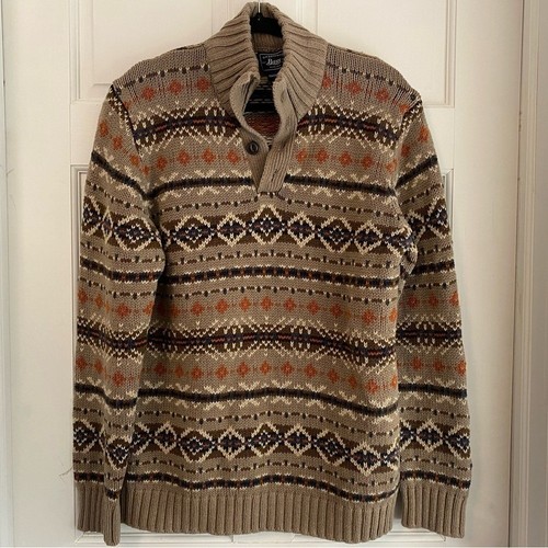 G.H. Bass, Men's G.H. Bass & Co Vintage Tan and Brown Nordic Sweater Size Large/L D