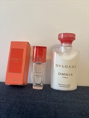 Bvlgari Omnia Coral EDT Woman s Travel Bottle 5ml with Omnia Lotion New In Box