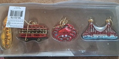 Department 56 Tiny Trimmings NIB California Landmarks Mini Glass Ornaments Set 4