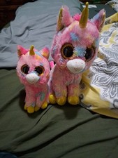 2 Ty Beanie Boos Fantasia the Unicorn plush toys 2 Different Sizes