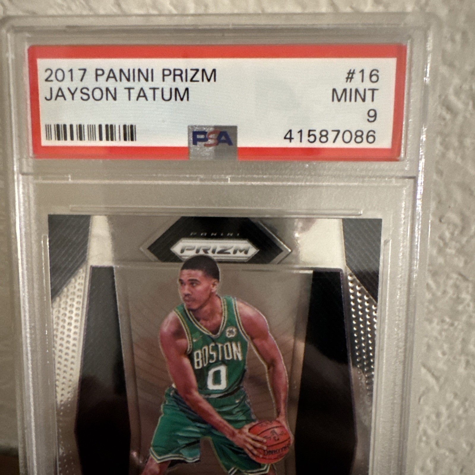 JAYSON TATUM ROOKIE 2017-18 PANINI PRIZM #16 PSA 9 MINT CELTICS RC view 3