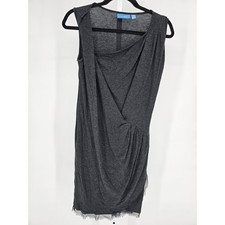 Simply Vera Wang Womens Sz XS Knee Length Sleeveless Dress Charcoal Faux Wrap