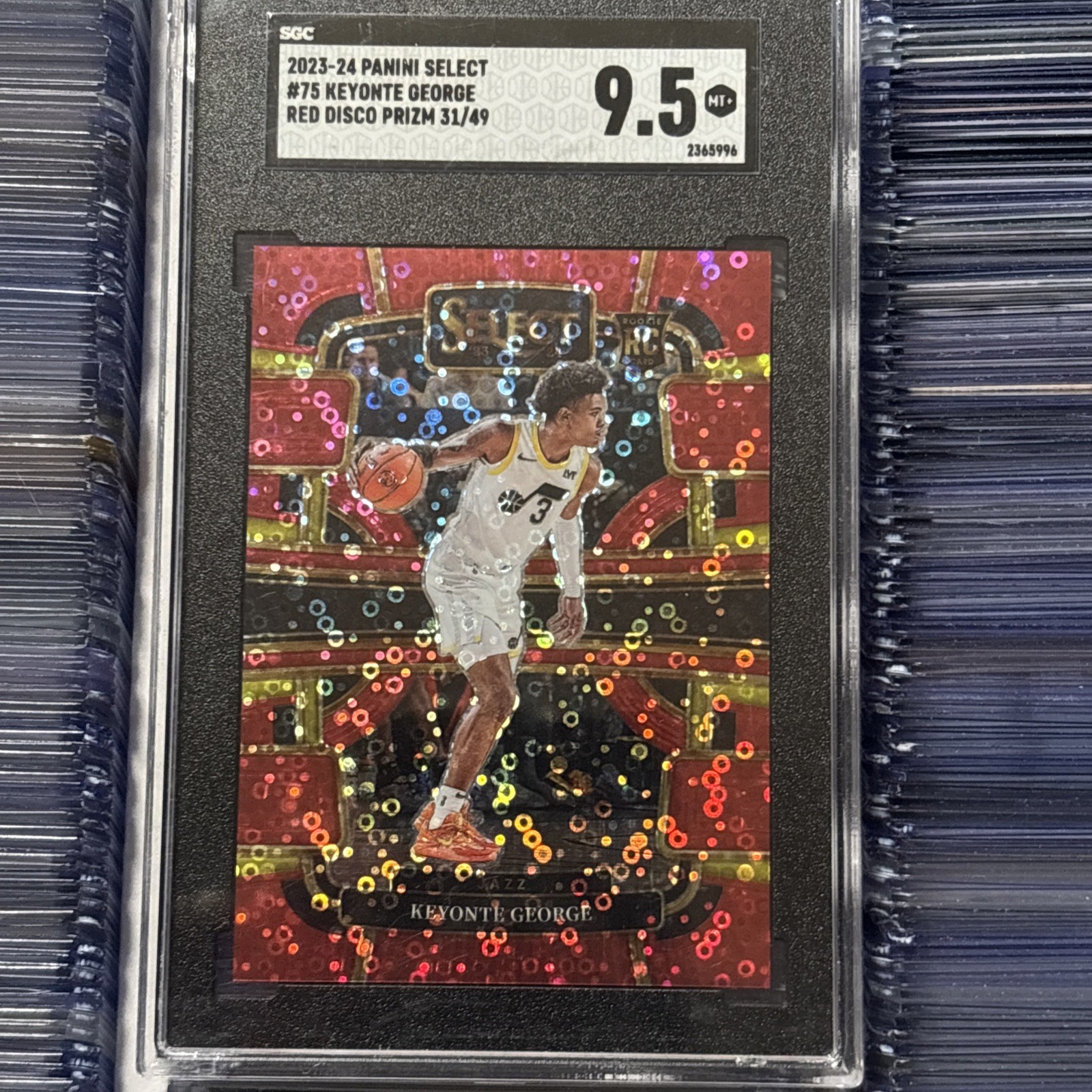 2023-24 Panini Select - Concourse Keyonte George #75 Red Disco Prizm /49 (RC)