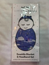 Little Sleepies Ice Princess Swaddle Blanket and Headband Bow Set New Bamboo HTF