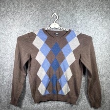 Apt. 9 Sweater Men's M Brown Argyle Diamond Wool Knitted Preppy Outdoor Winter
