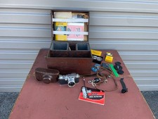 Vintage Leica lllc rangefinder camera w/ wood  box and tons of accessories NR