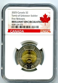 2025 $2 CANADA NGC BRILLIANT UNC POPPY TOMB OF UNKNOWN SOLDIER TOONIE FR
