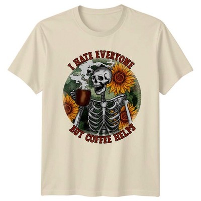 I Hate Everyone But Coffee Helps Skeleton Coffee Lover T-Shirt